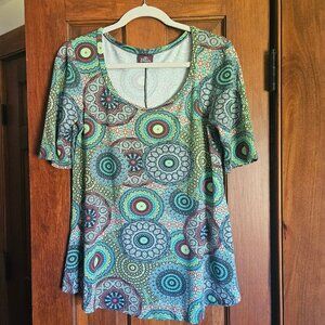 Salaam Colorful Short Sleeve Top Sz M